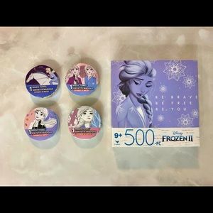 Disney Frozen 2 Elsa Cardinal 500 Pc Jigsaw Puzzle Anna 4 Magic Towels Lot Of 5